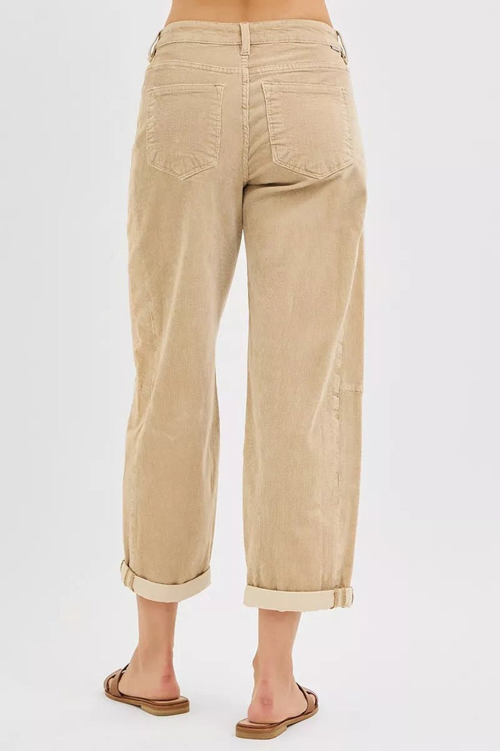 RISEN High Rise Crop Corduroy Pants - AMVIM