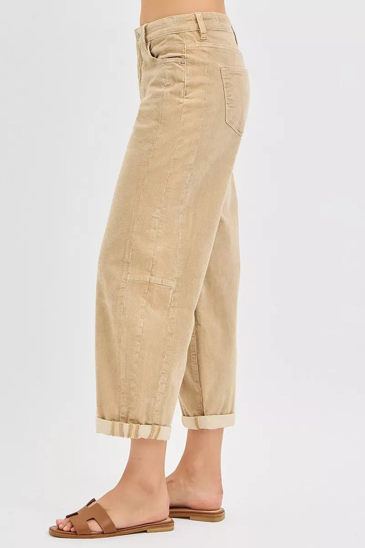 RISEN High Rise Crop Corduroy Pants - AMVIM