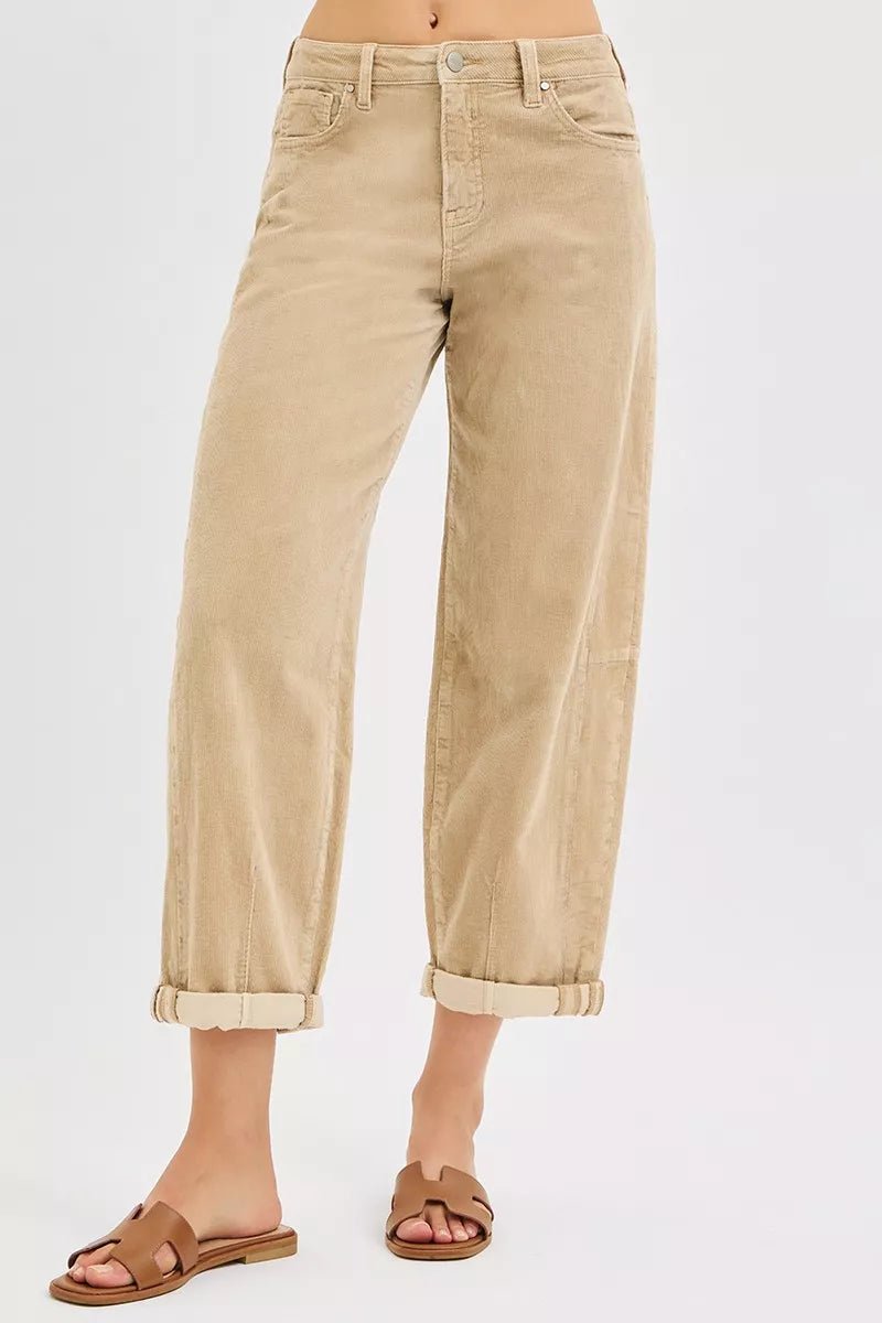 RISEN High Rise Crop Corduroy Pants - AMVIM