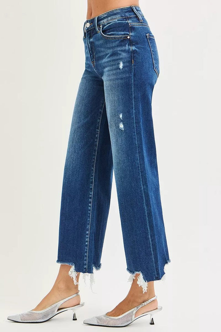 RISEN High Rise Crop Wide Leg Jeans - AMVIM