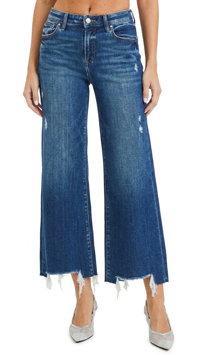 RISEN High Rise Crop Wide Leg Jeans - AMVIM