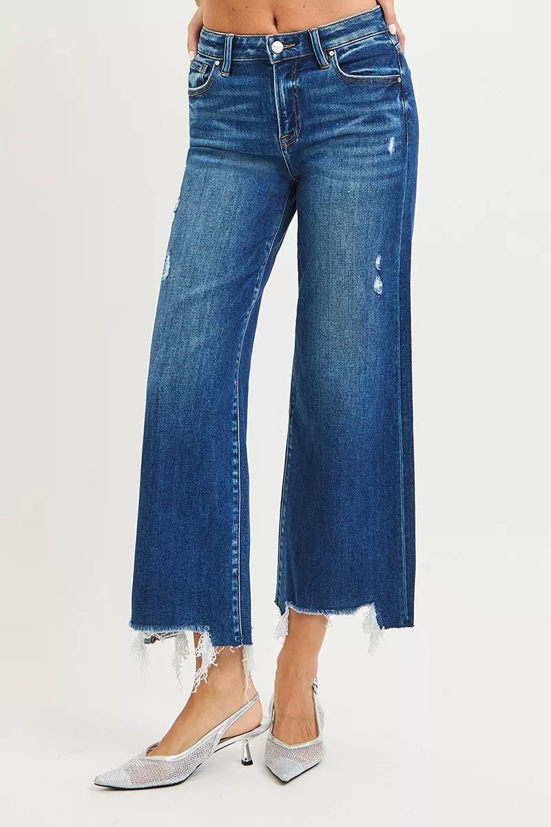 RISEN High Rise Crop Wide Leg Jeans - AMVIM