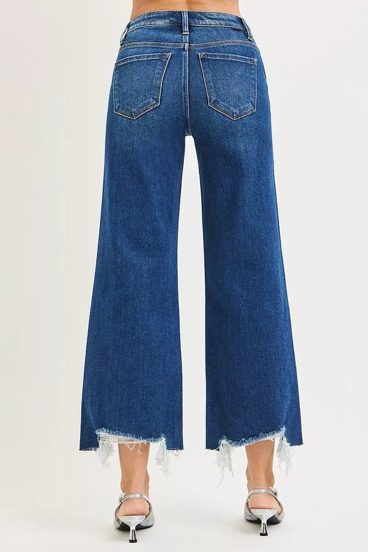 RISEN High Rise Crop Wide Leg Jeans - AMVIM