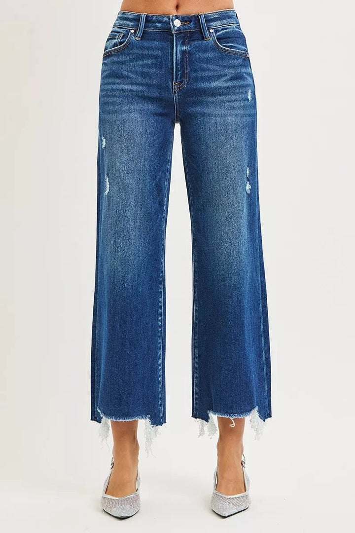 RISEN High Rise Crop Wide Leg Jeans - AMVIM