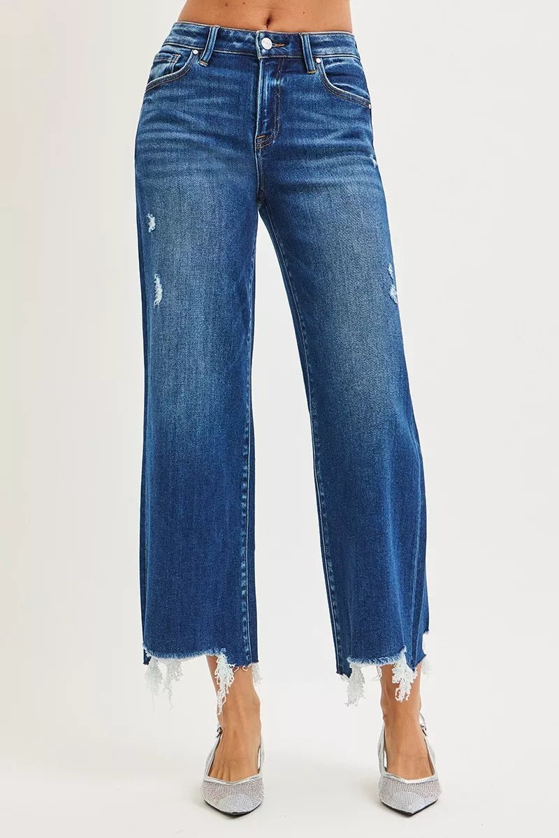 RISEN High Rise Crop Wide Leg Jeans - AMVIM