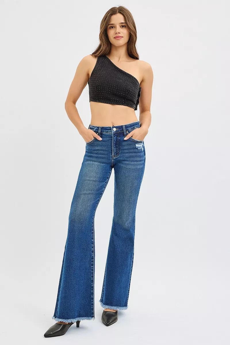RISEN High Rise Flare Jeans - AMVIM