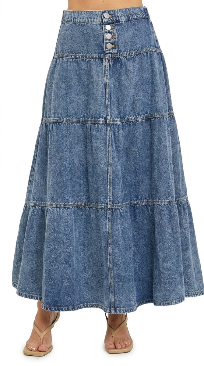 RISEN High Rise Ruffle Long Skirts - AMVIM