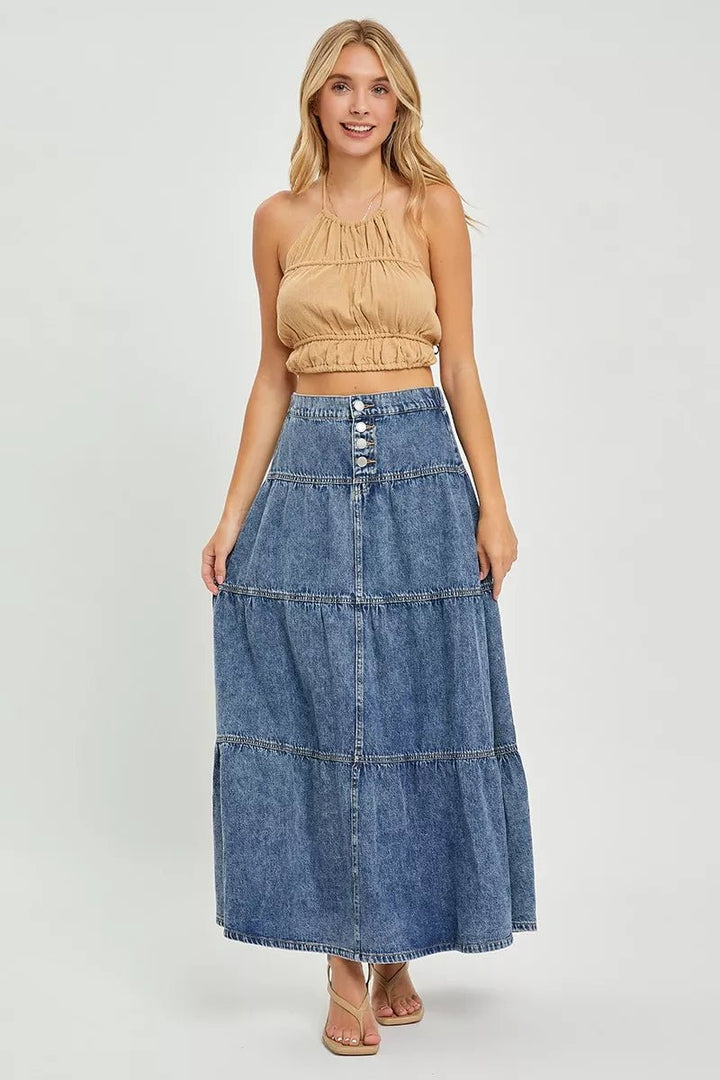 RISEN High Rise Ruffle Long Skirts - AMVIM