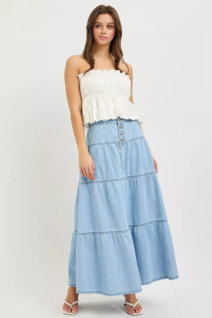 RISEN High Rise Ruffle Long Skirts - AMVIM