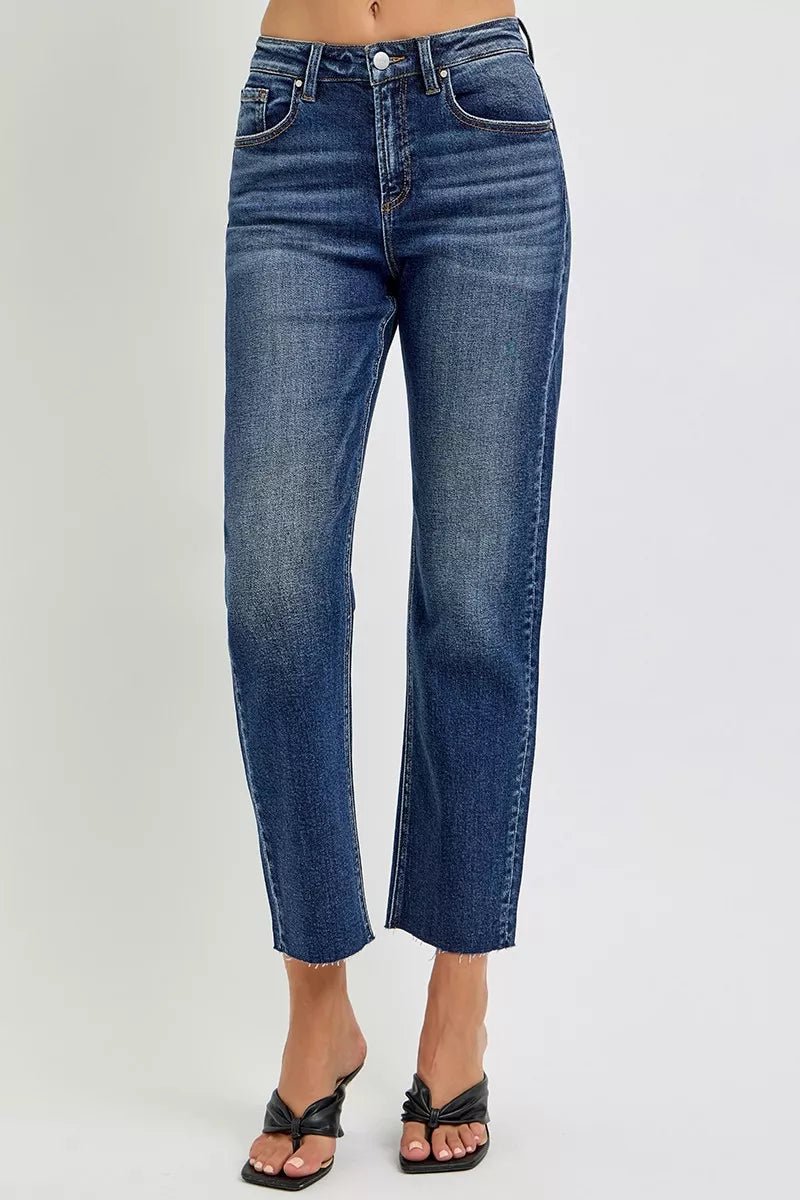 RISEN High Rise Slim Barrel Jeans - AMVIM