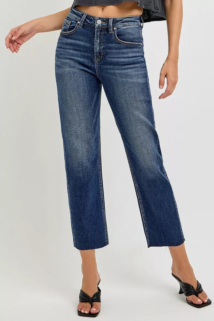 RISEN High Rise Slim Barrel Jeans - AMVIM
