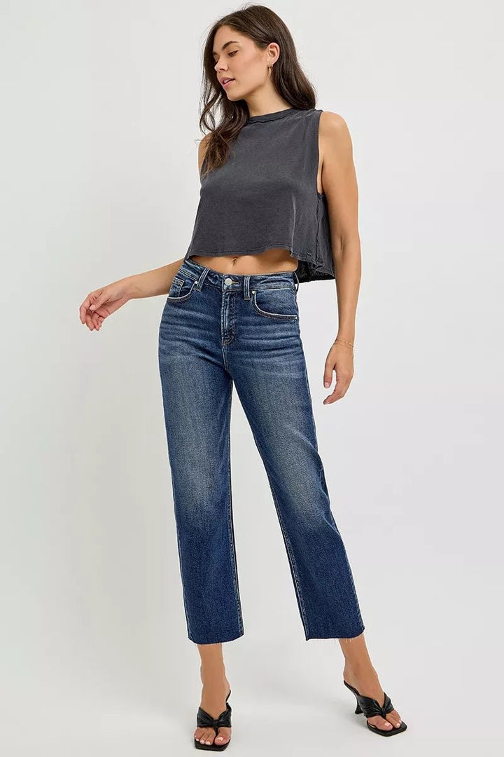 RISEN High Rise Slim Barrel Jeans - AMVIM