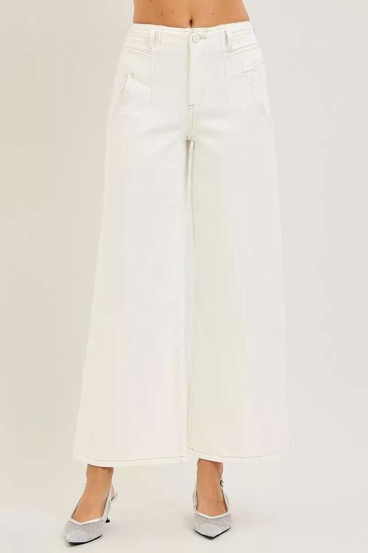 RISEN High Rise Wide Leg Ankle Pants - AMVIM