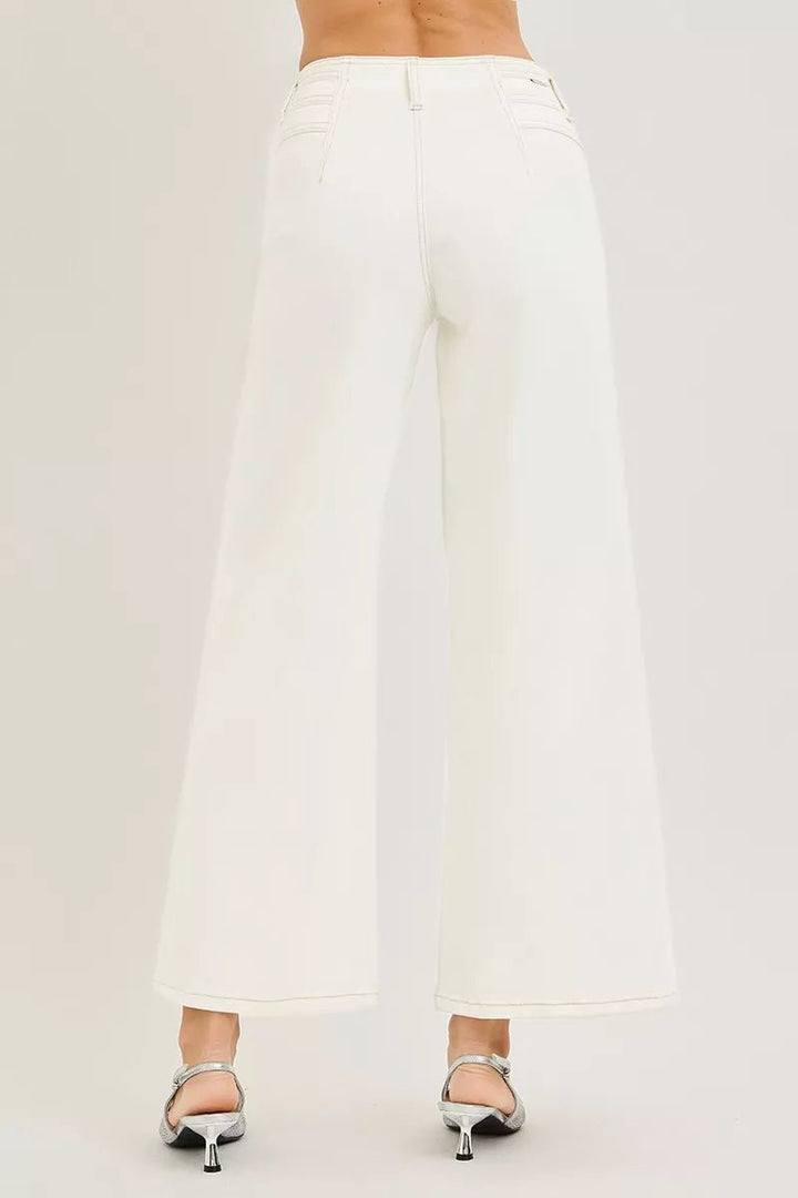RISEN High Rise Wide Leg Ankle Pants - AMVIM