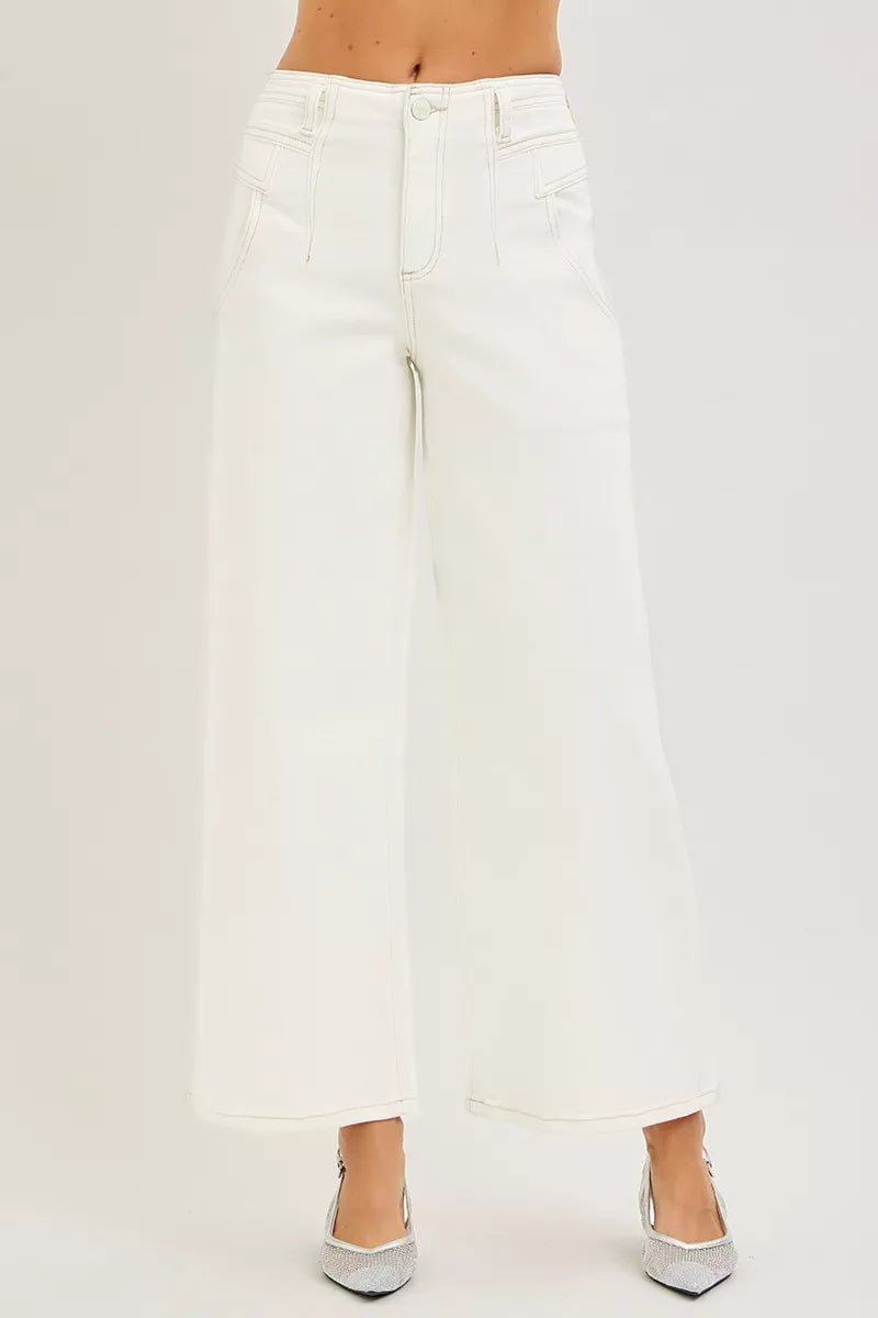 RISEN High Rise Wide Leg Ankle Pants - AMVIM
