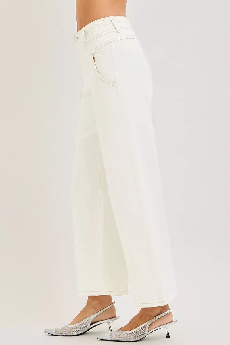 RISEN High Rise Wide Leg Ankle Pants - AMVIM