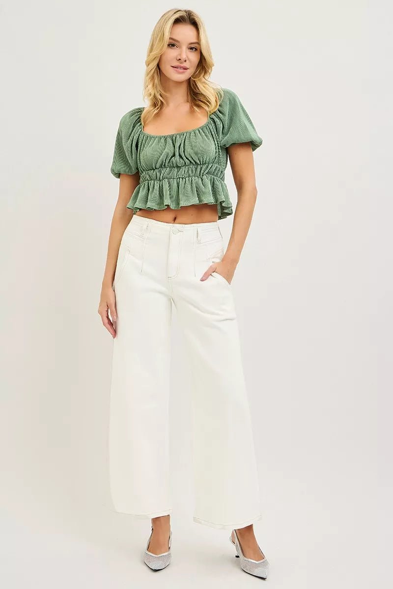 RISEN High Rise Wide Leg Ankle Pants - AMVIM