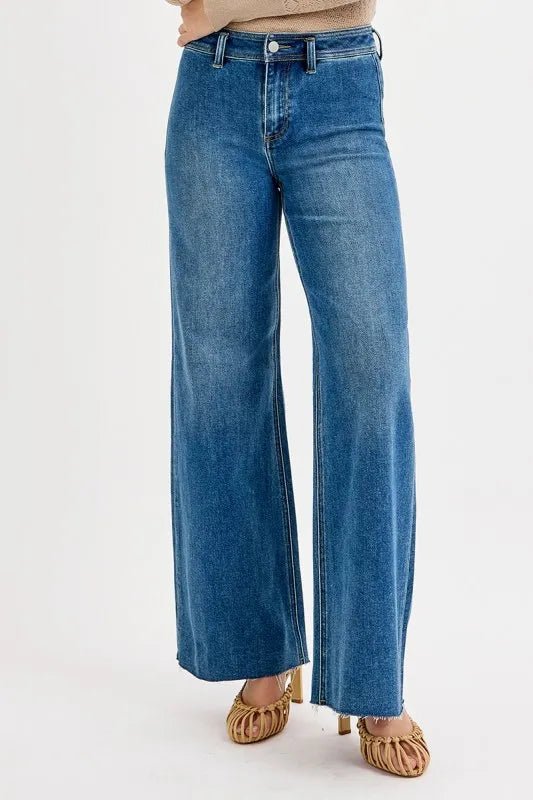 RISEN High-Waisted Wide Leg Jeans - AMVIM