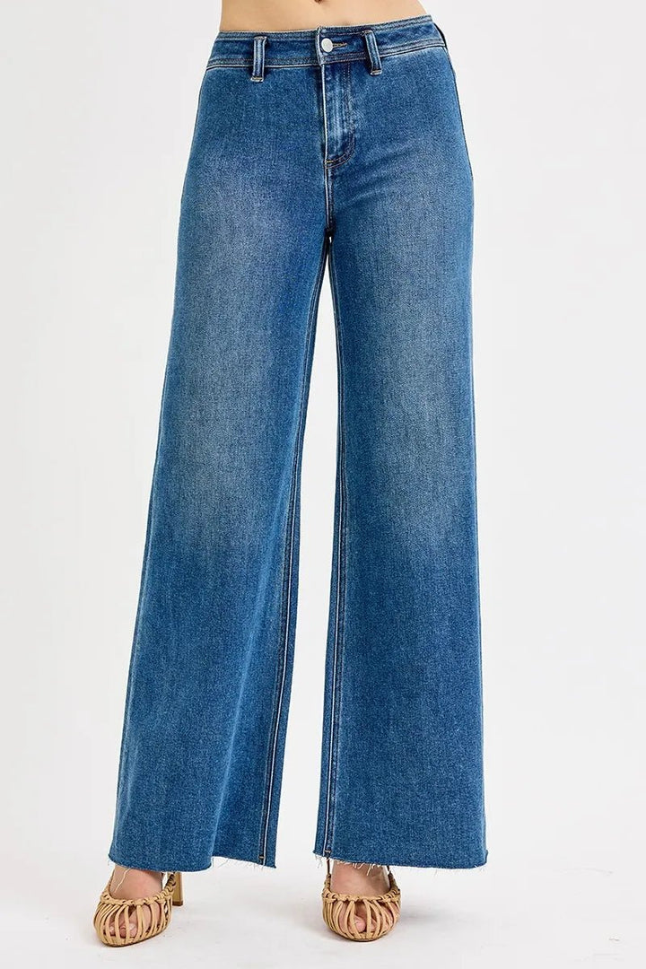 RISEN High-Waisted Wide Leg Jeans - AMVIM