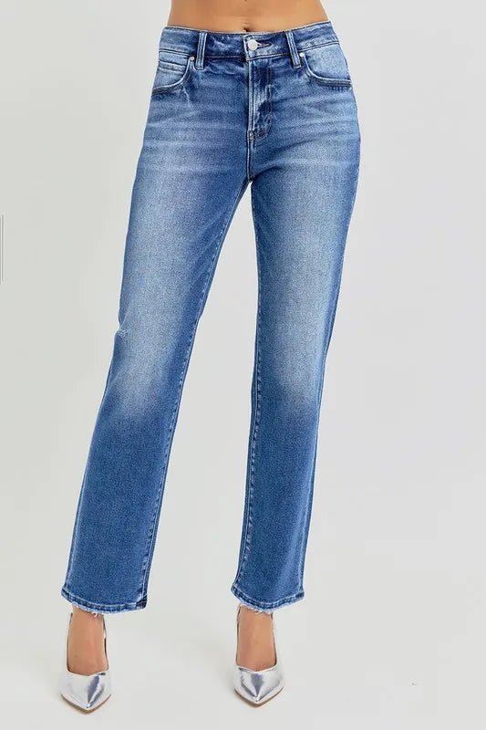RISEN Mid Rise Ankle Tapered Jeans - AMVIM