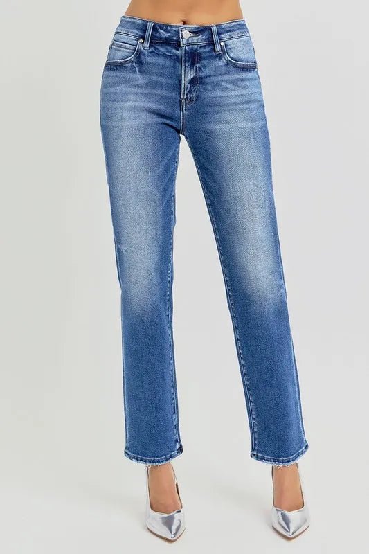 RISEN Mid Rise Ankle Tapered Jeans - AMVIM