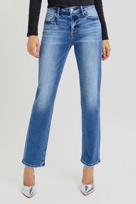 RISEN Mid Rise Ankle Tapered Jeans - AMVIM