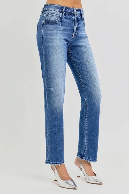 RISEN Mid Rise Ankle Tapered Jeans - AMVIM