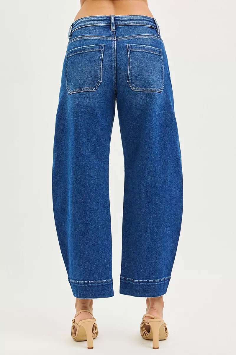 RISEN Mid Rise Crop Barrel Jeans - AMVIM