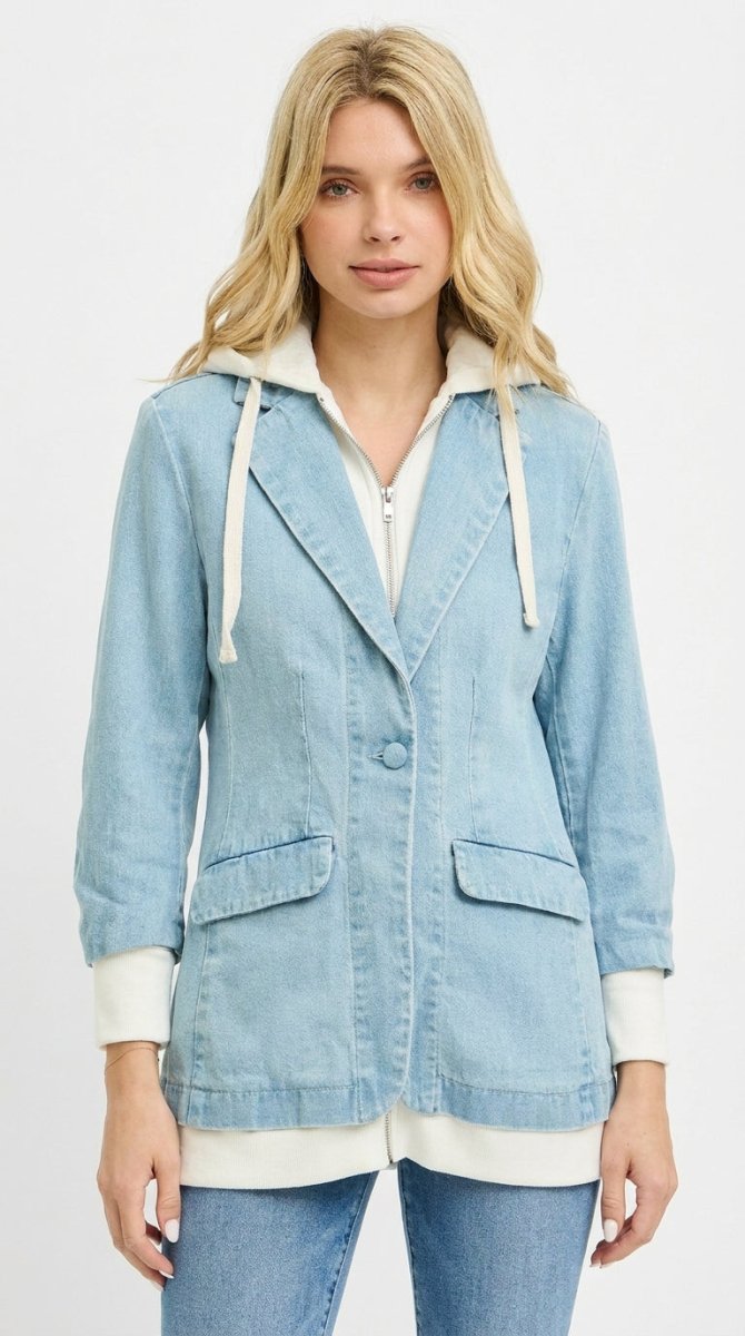 RISEN One Button Blazer with Hoodie - AMVIM
