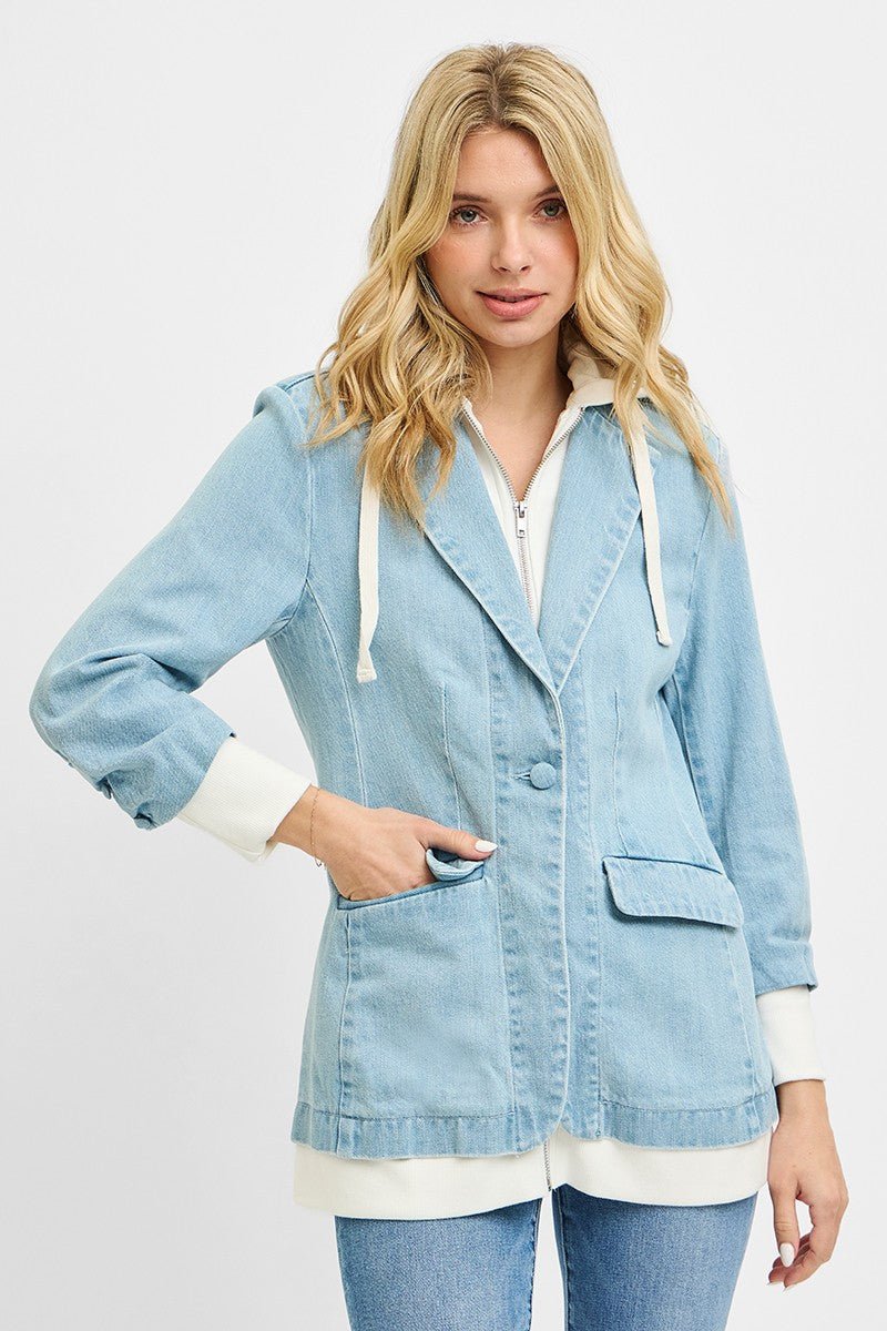 RISEN One Button Blazer with Hoodie - AMVIM