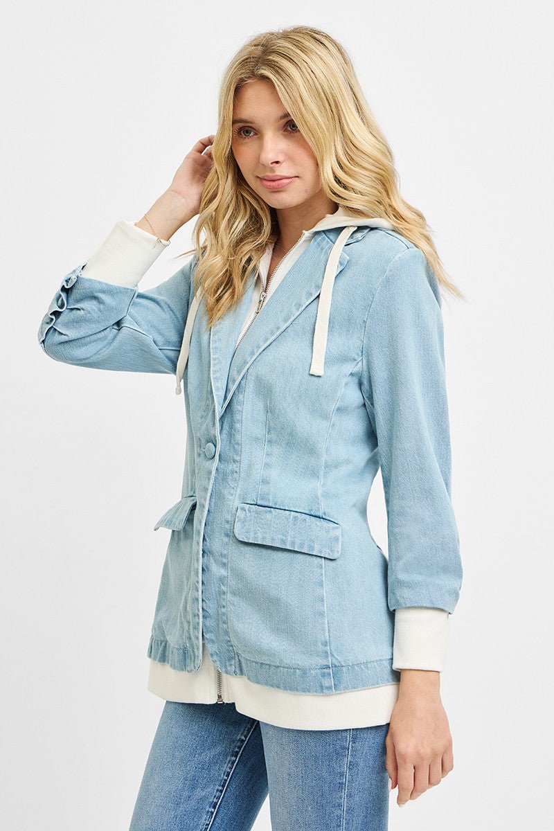 RISEN One Button Blazer with Hoodie - AMVIM