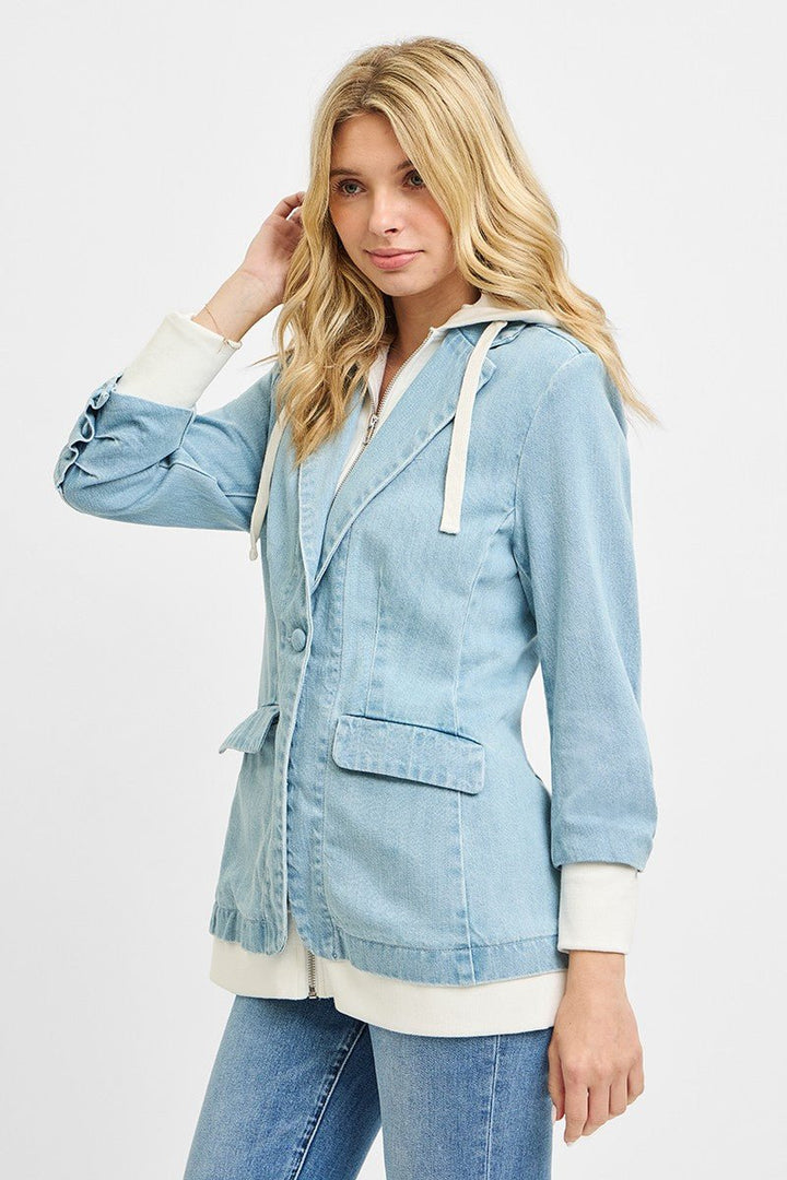 RISEN One Button Blazer with Hoodie - AMVIM