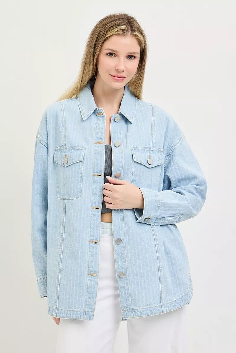 RISEN Oversized Striped Denim Jacket - AMVIM