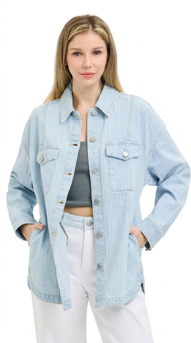 RISEN Oversized Striped Denim Jacket - AMVIM