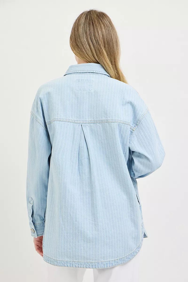 RISEN Oversized Striped Denim Jacket - AMVIM