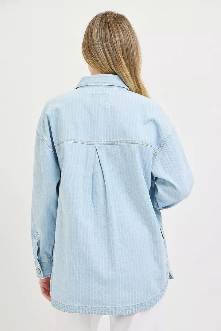 RISEN Oversized Striped Denim Jacket - AMVIM