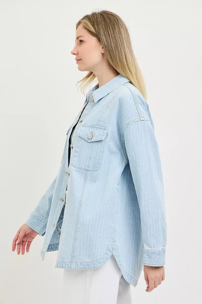 RISEN Oversized Striped Denim Jacket - AMVIM