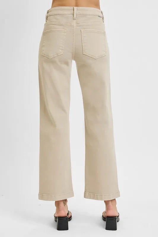 RISEN Plus Size Full Length Tummy Control Mid Rise Straight Ankle Jeans - AMVIM