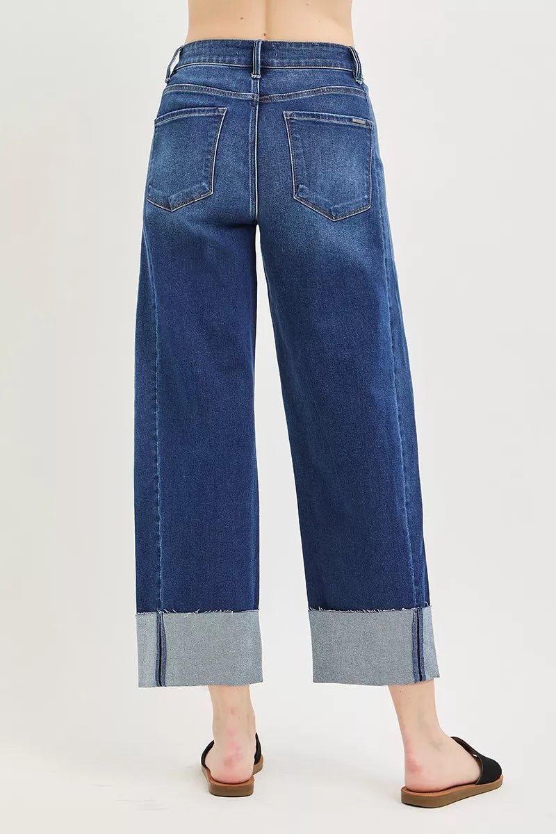 RISEN Plus Size Full Size Slouchy Crop Barrel Cuffed Jeans - AMVIM