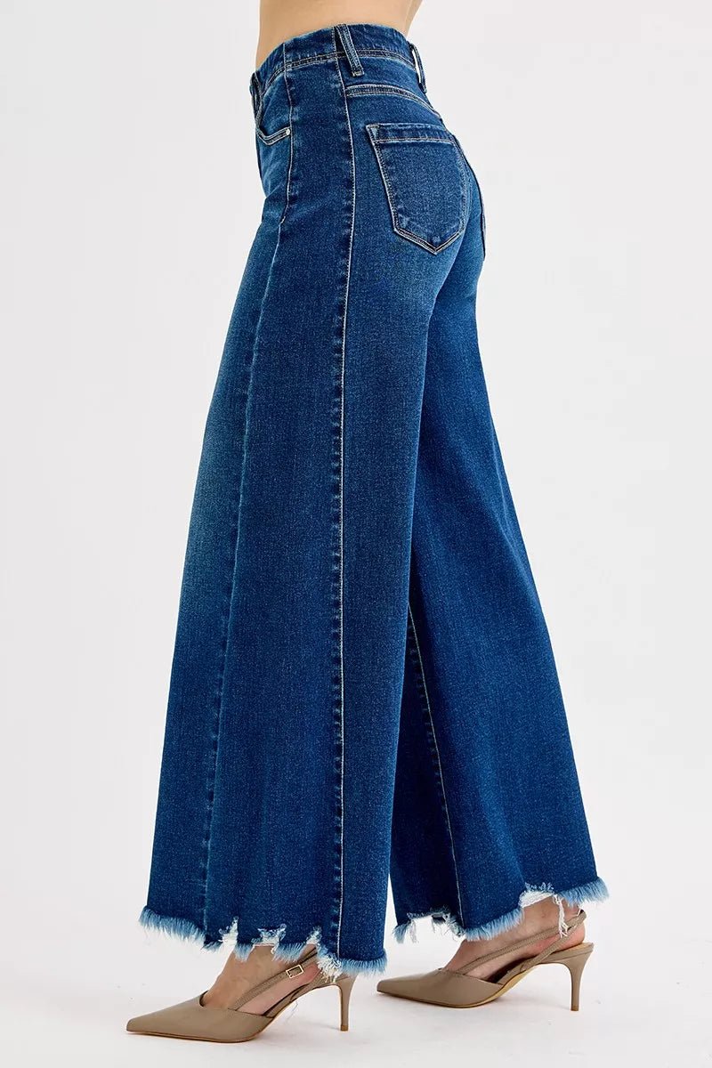 RISEN Plus Size High Rise Ankle Wide Leg Jeans - AMVIM