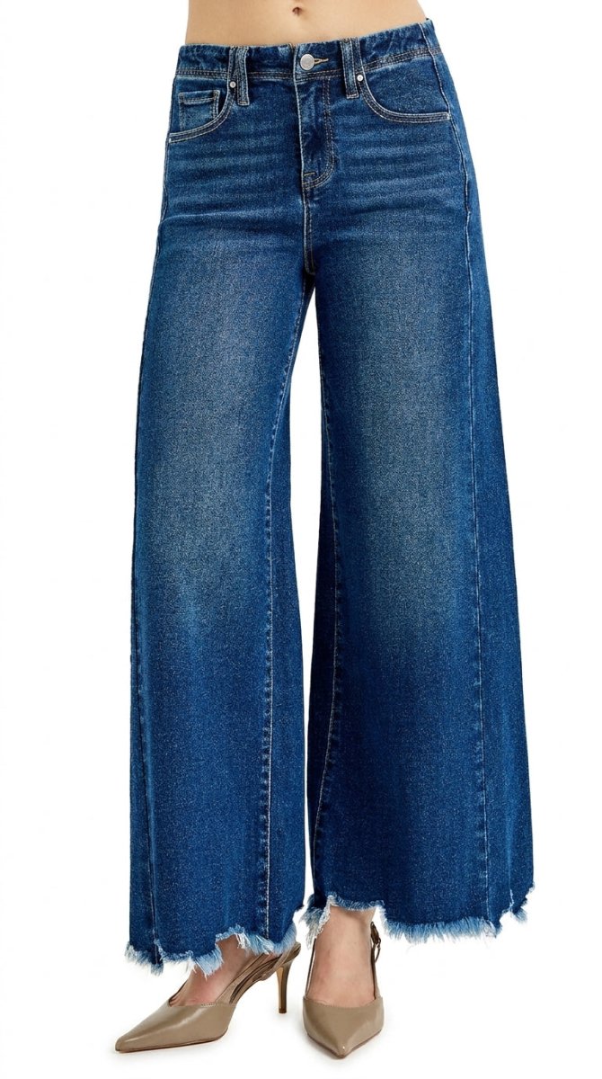 RISEN Plus Size High Rise Ankle Wide Leg Jeans - AMVIM