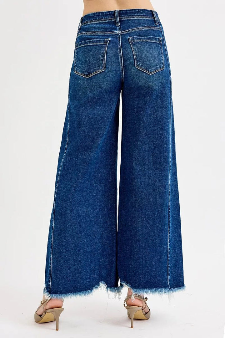 RISEN Plus Size High Rise Ankle Wide Leg Jeans - AMVIM