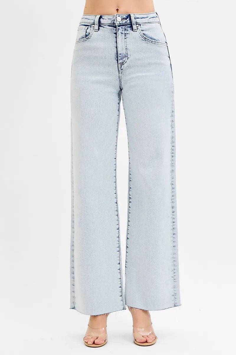 RISEN Plus Size High Rise Wide Leg Jeans - AMVIM
