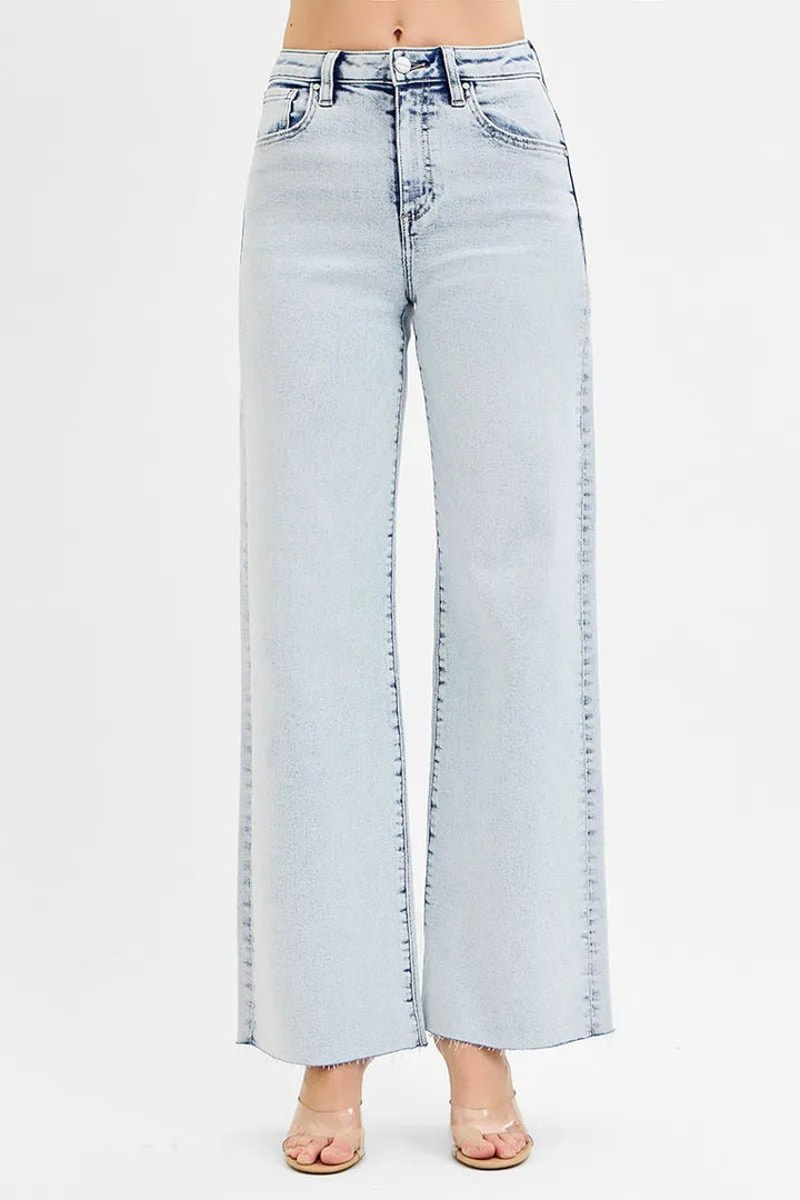 RISEN Plus Size High Rise Wide Leg Jeans - AMVIM