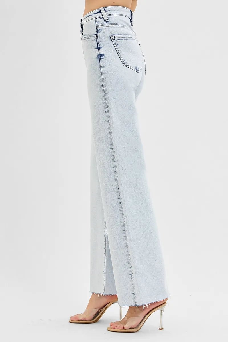 RISEN Plus Size High Rise Wide Leg Jeans - AMVIM