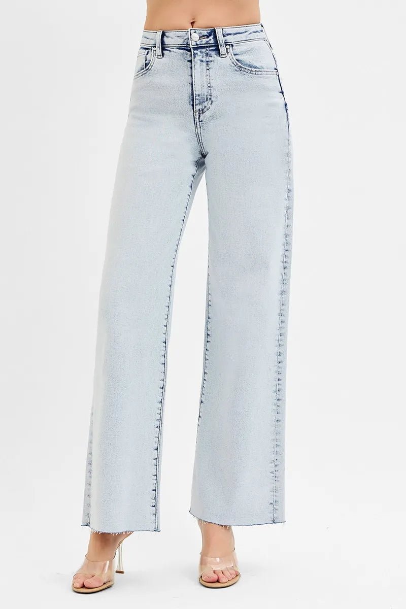 RISEN Plus Size High Rise Wide Leg Jeans - AMVIM