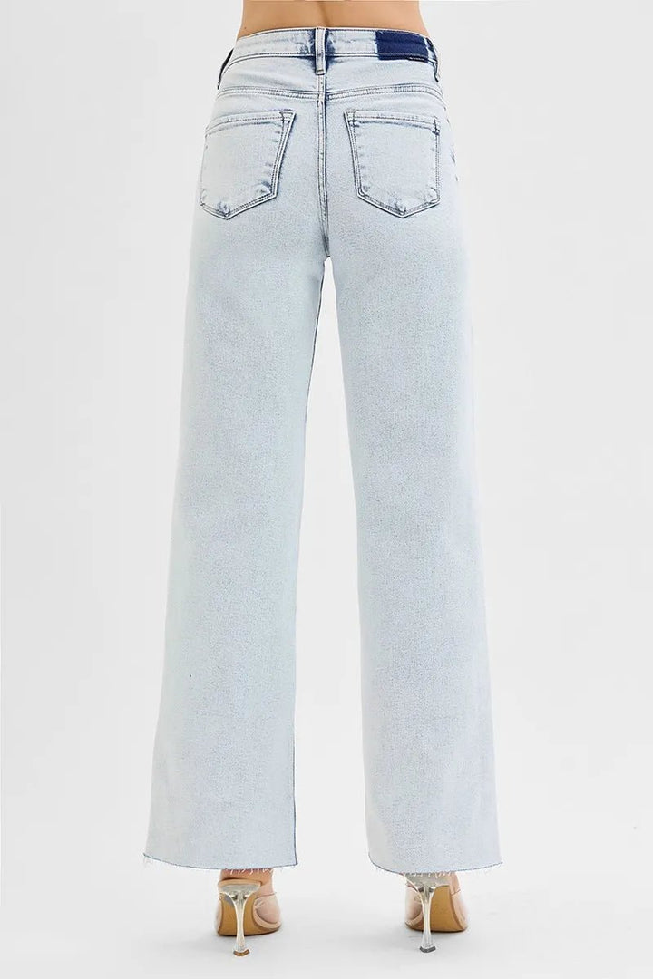 RISEN Plus Size High Rise Wide Leg Jeans - AMVIM
