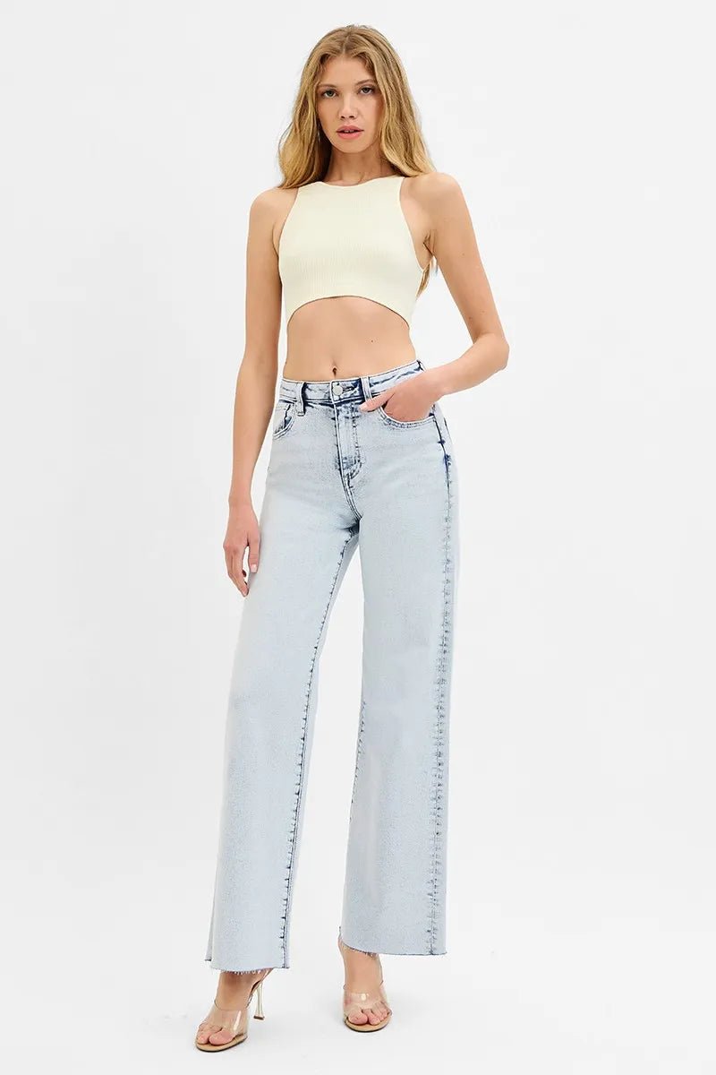 RISEN Plus Size High Rise Wide Leg Jeans - AMVIM