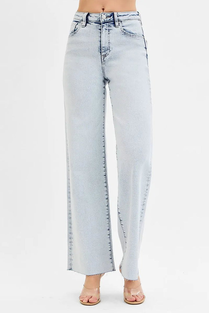 RISEN Plus Size High Rise Wide Leg Jeans - AMVIM
