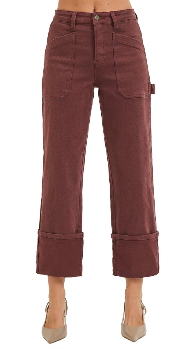 RISEN Plus Size High Rise Wide Straight Cuffed Jeans - AMVIM